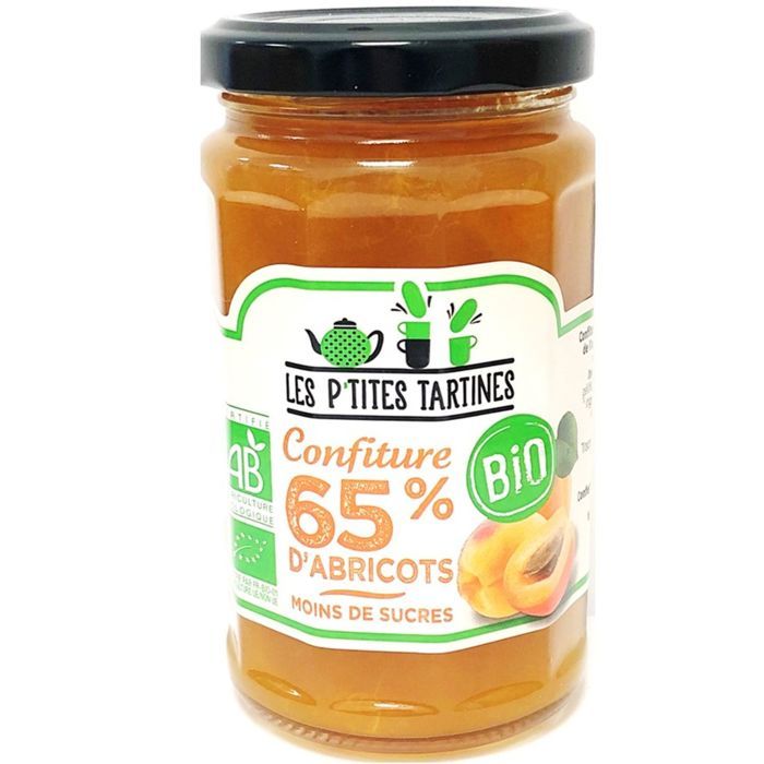 Confiture abricot 65% Bio - Les P'tites Tartines - pot 255g