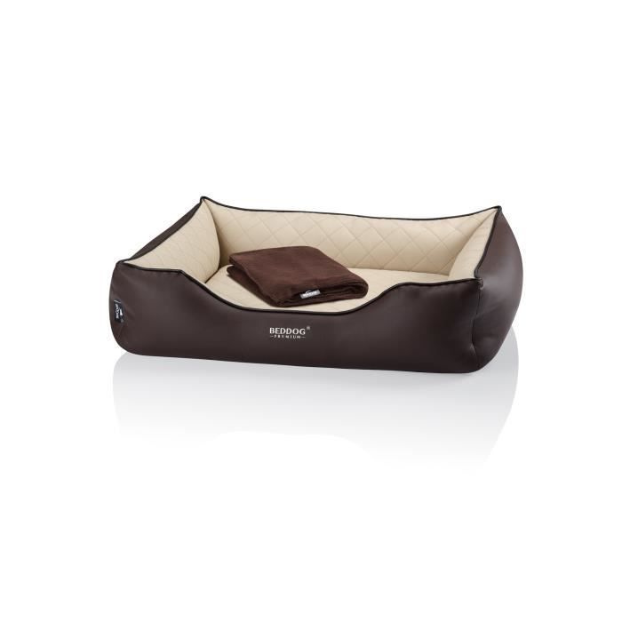 BedDog Premium lit orthopédique pour chien BUFFY, couverture polaire en bonus [MELANGE (brun/beige), XL (env. 90X80x25cm)]