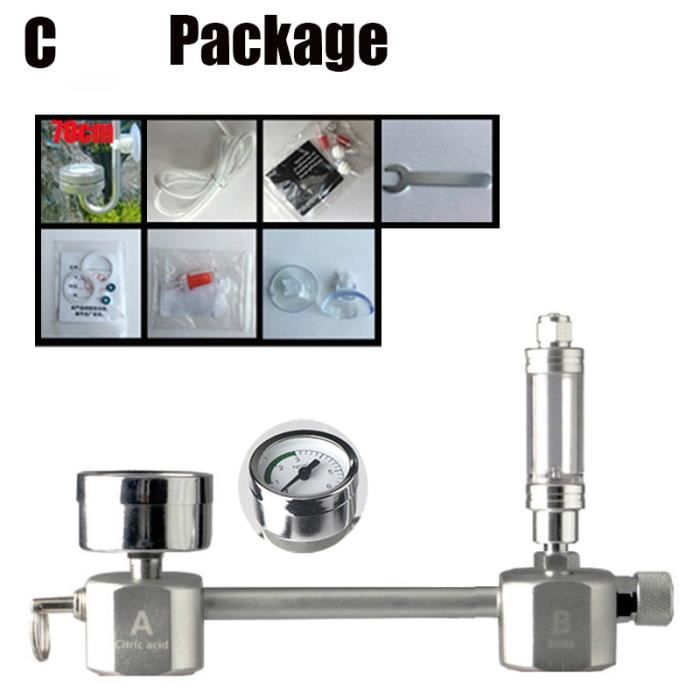Aquarium,Aquarium système de régulateur de CO2 Kit générateur de diffuseur de co2 avec Valve, atomiseur à bulles - Type C #A