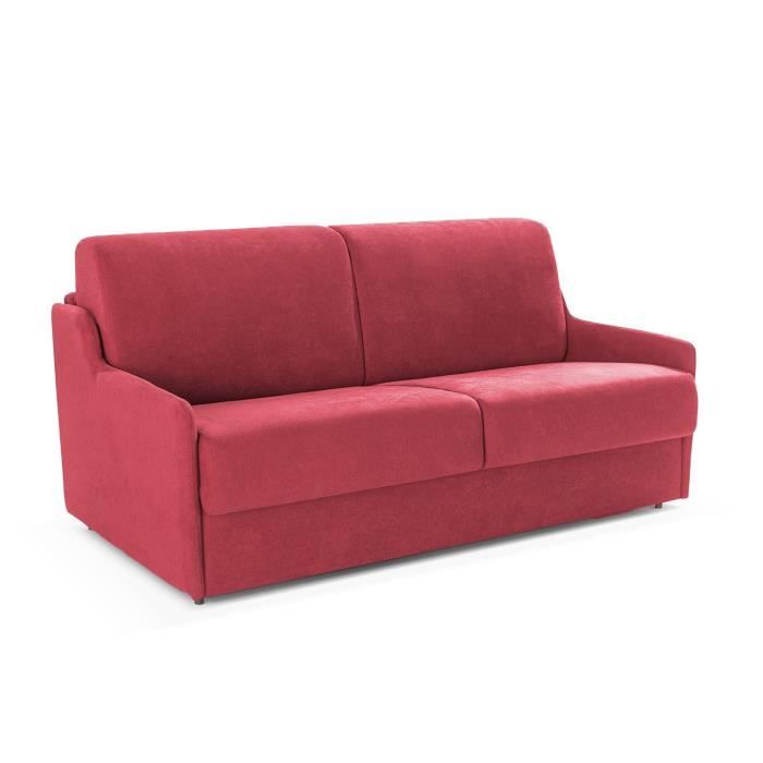 DUO Canapé Convertible Rapido Couchage 120 Matelas 13 Cm Microfibre Confort bordeaux 3 Places L150 x P95 x H87 Cm Rouge