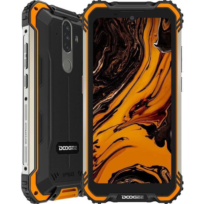 Téléphone Portable Incassable, DOOGEE S58 Pro Smartphone Débloqué 4G, 5.71 Pouces, 6Go+64Go, 16MP+16MP, Android 10, 5180mAh - Orange