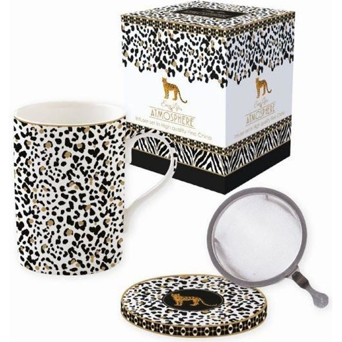 COFFRET TISANIERE EN PORCELAINE FILTRE INOX SAVANE - EASYLIFE