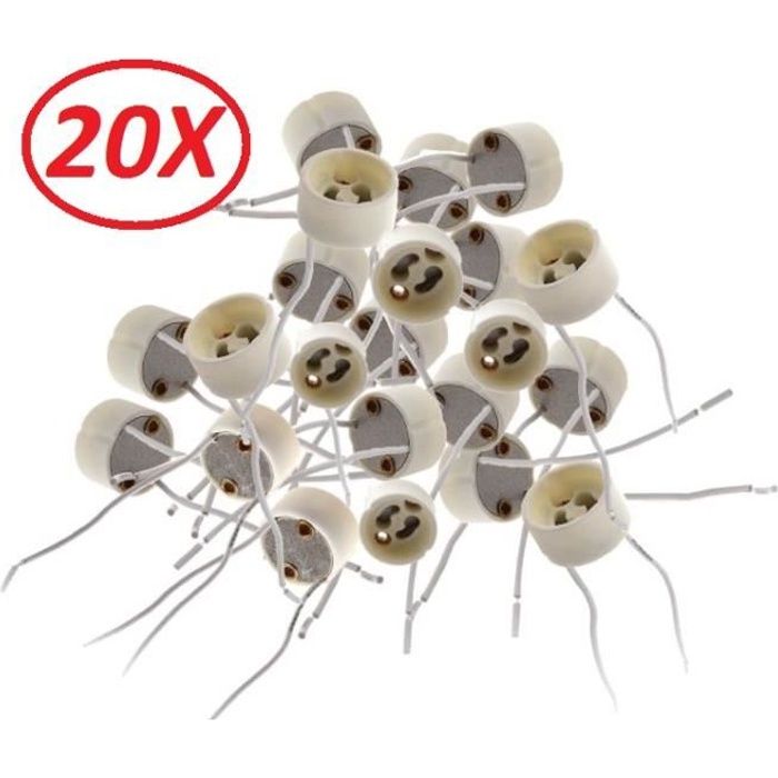 Lot de 20 Douilles Culot GU10 pour Ampoule Halogène ou Led