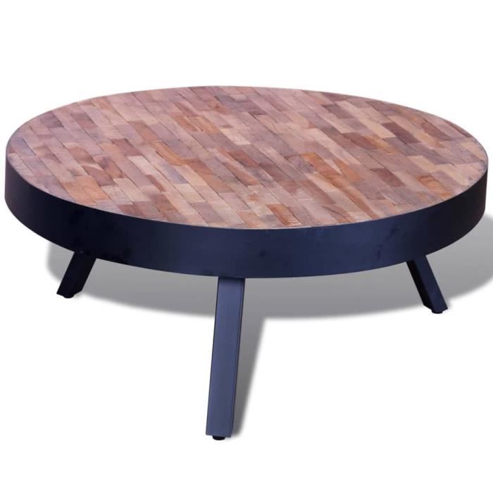 MILL - Table basse ronde Bois de teck recyclé