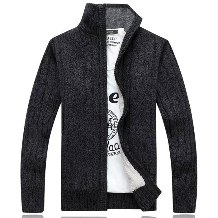 Cardigan Velours Homme Zippé Col Montant Coupe ...