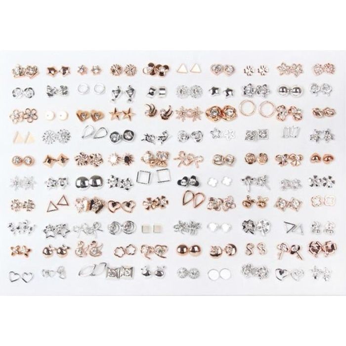 100 paires styles assortis Mini boucles d'oreilles hypoallergéniques en plastique Lot pour enfants coeur boucle d'oreille bijoux mod