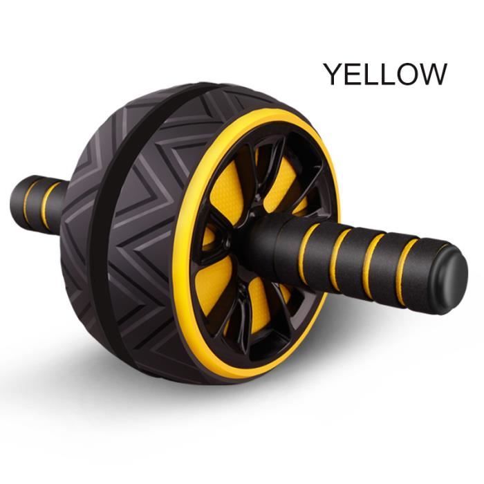 Rouleau d'entraînement des muscles abdominaux grande roue pour Fitness Abs Core Workout Abdominal Muscles Training Home Gym jaune