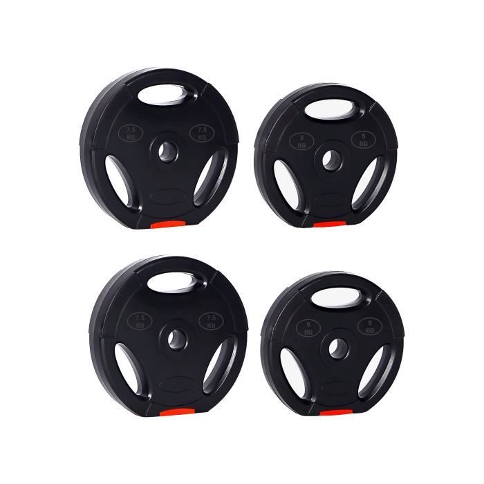 Disques Peak Power de 25 kg , kit de 4 poids avec perforation de 30 mm standard, pour les haltères et barres standard