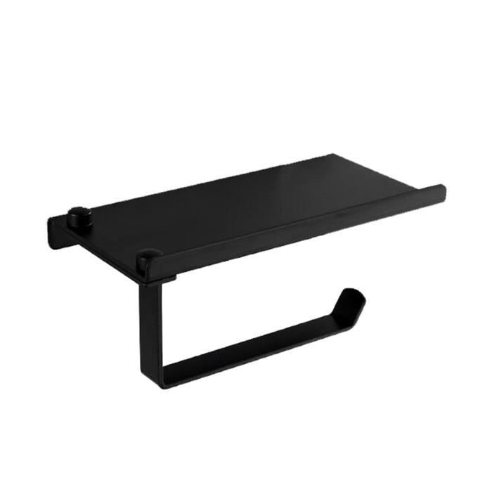 18 cm Noir Perçage Porte-Rouleau de Papier de Cuisine avec Etagère de Rangement et Papier Toilette Mural