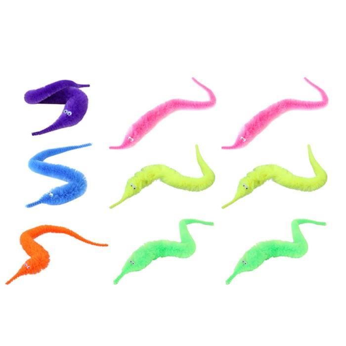 9pcs Vivid Wiggly Fuzzy Worm Carnival Party Favors Jouets pour Enfants (Couleur TABLE ACTIVITE - JOUET D'ACTIVITE