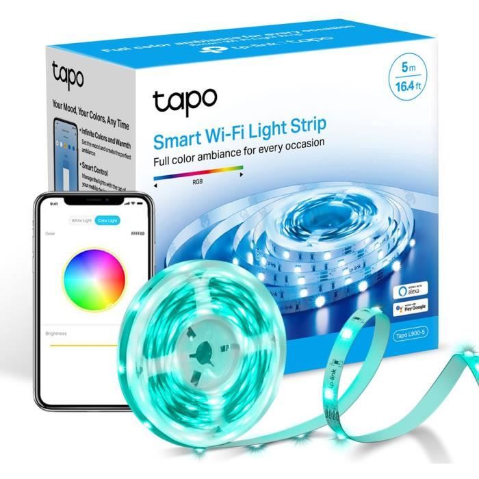 TP-Link Tapo Ruban LED 5M, Bande LED WiFi, RGB 16 millions de couleurs, compatible avec Alexa, Google Home et Siri Tapo L900-5