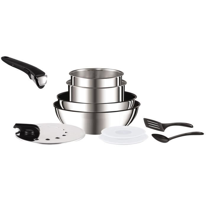 TEFAL INGENIO PREFERENCE L9409302 Batterie de cuisine 10 pièces - 16/18/24/26 cm inox - Tous feux dont induction