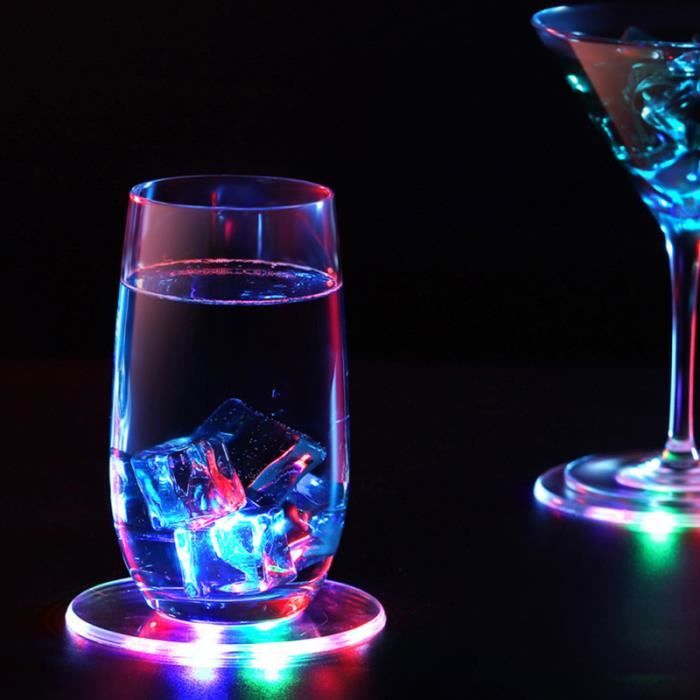 Acrylique ultra-mince LED Coaster Crystal Cup Mat Touch Switch Mug Pad Party Favor Decor Car Supply pour Home (rond, lumière