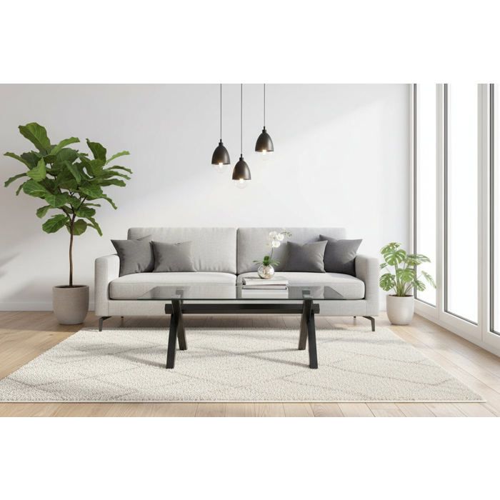 Table basse IXE Métal & Verre 120x60x45 cm - Transparent