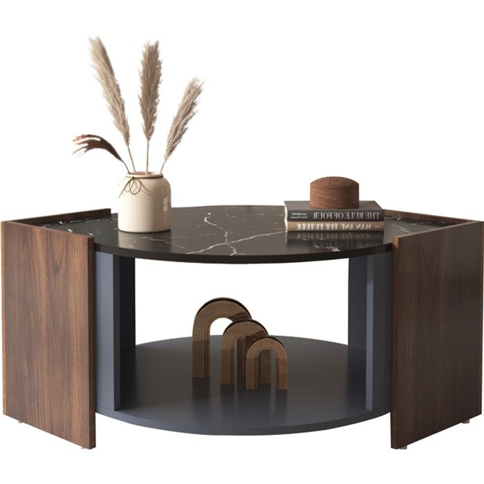 Table basse table basse structurée en marbre Table de salon aux lignes uniques 965 x 63 x 40 cm Noir