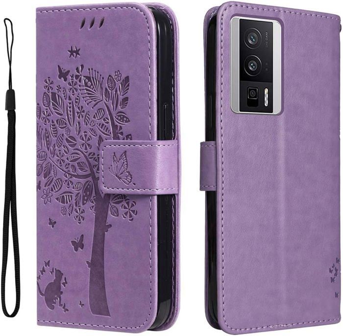 FTRONGRT Coque Pour Xiaomi Poco F5 Pro, PU Cuir + TPU