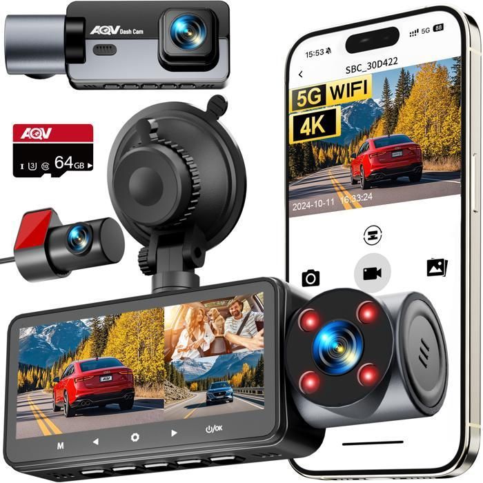 GKU 2.5K Dashcam Voiture Avant Arrière,FHD 1600P+ 1080P Camera