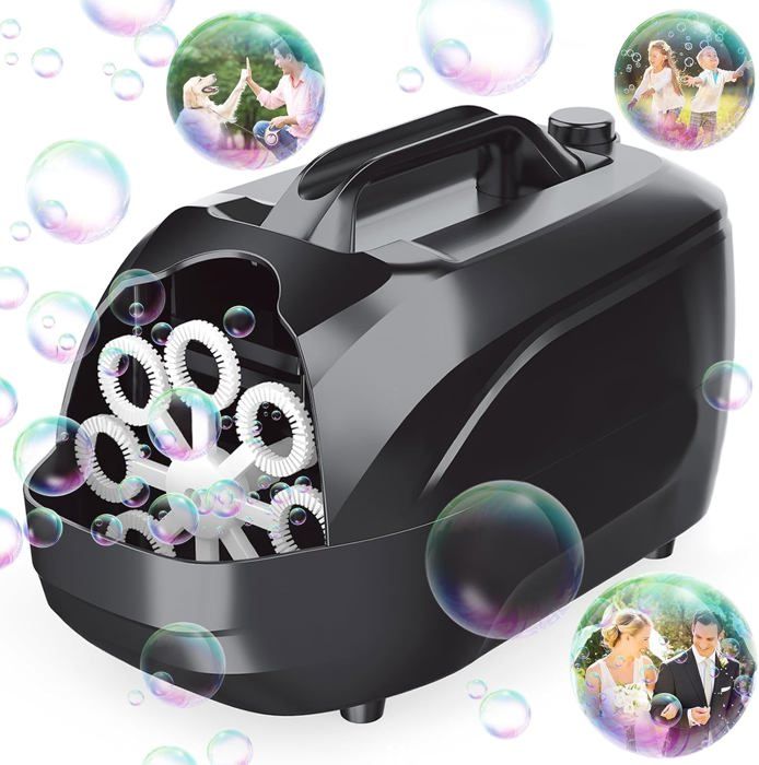 Machine à Bulles Automatique Pour Enfants - 10 000 Bulles/minute, 6 Grands Trous, Lumières Colorées - USB/batterie