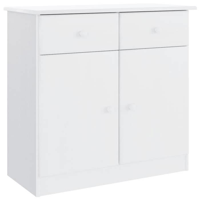 Commode ALTA Blanche - 112x35x73 Cm - Bois Massif De Pin - Meuble De Rangement - Neuf