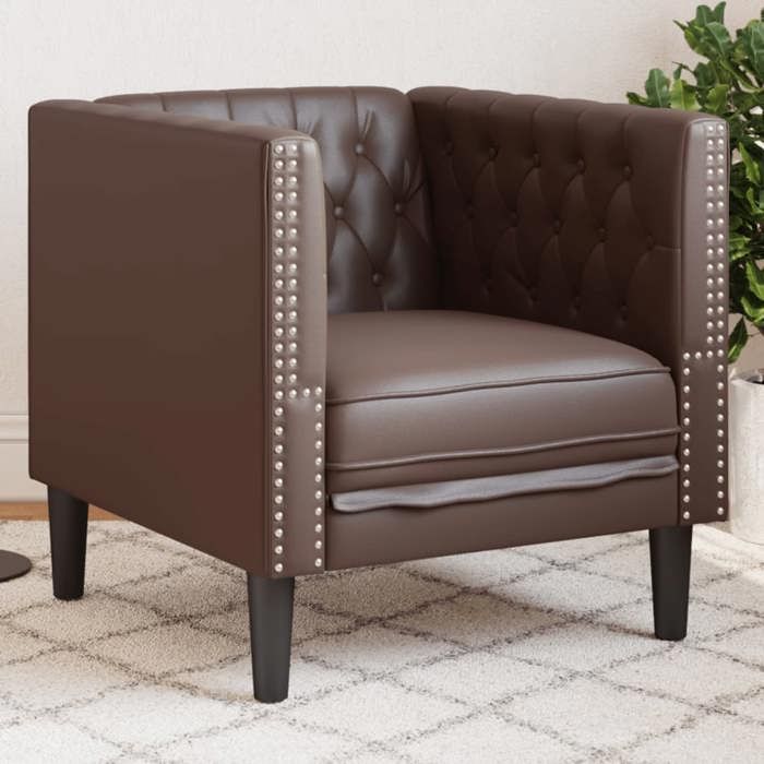 vidaXL Fauteuil Chesterfield marron similicuir chaise de canapé canapé simple fauteuil de baignoire fauteuil canapé 372654