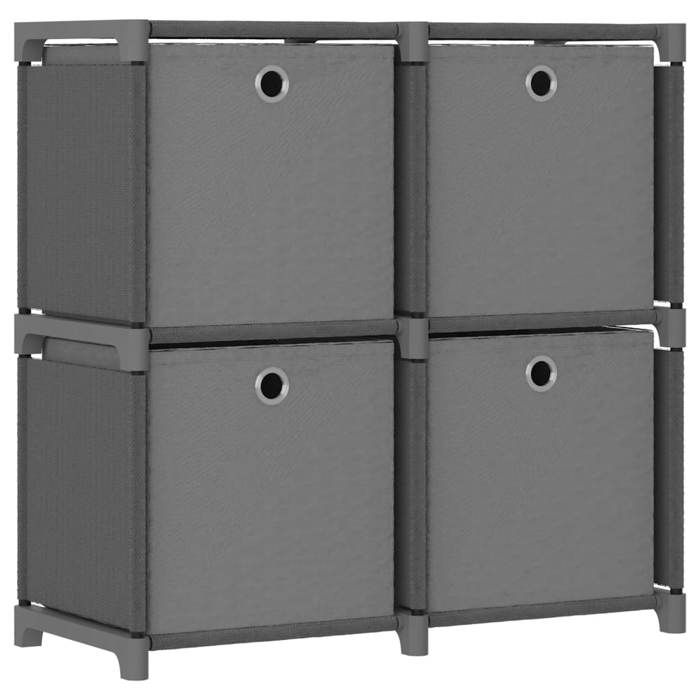 vidaXL Etagère à 4 Cubes avec Boîtes Support de Rangement Bibliothèque Organisateur de Maison Cube de Rangement Intérieur 322601