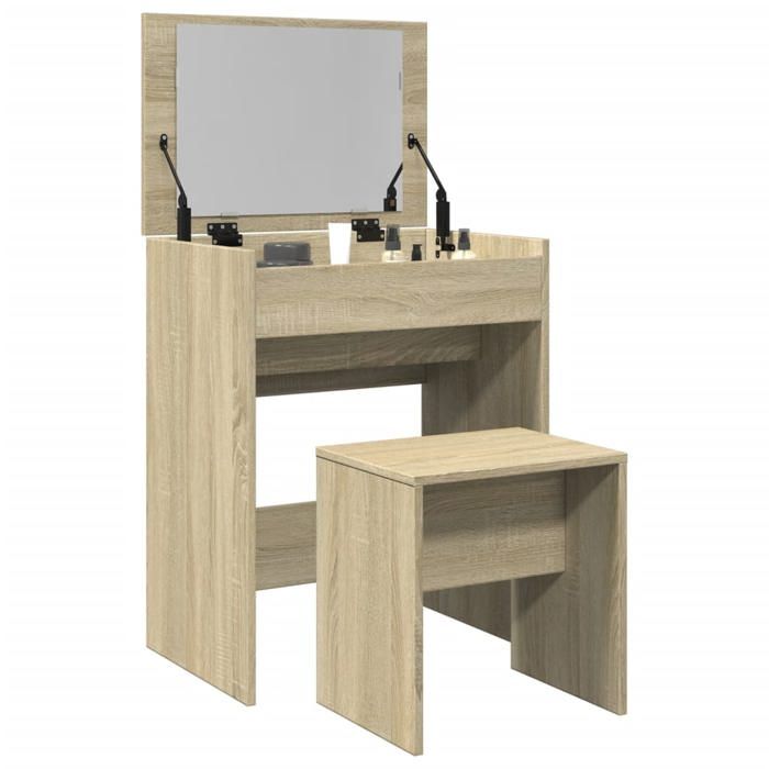 vidaXL Coiffeuse et tabouret chêne sonoma 60x40x113 5 cm 848215