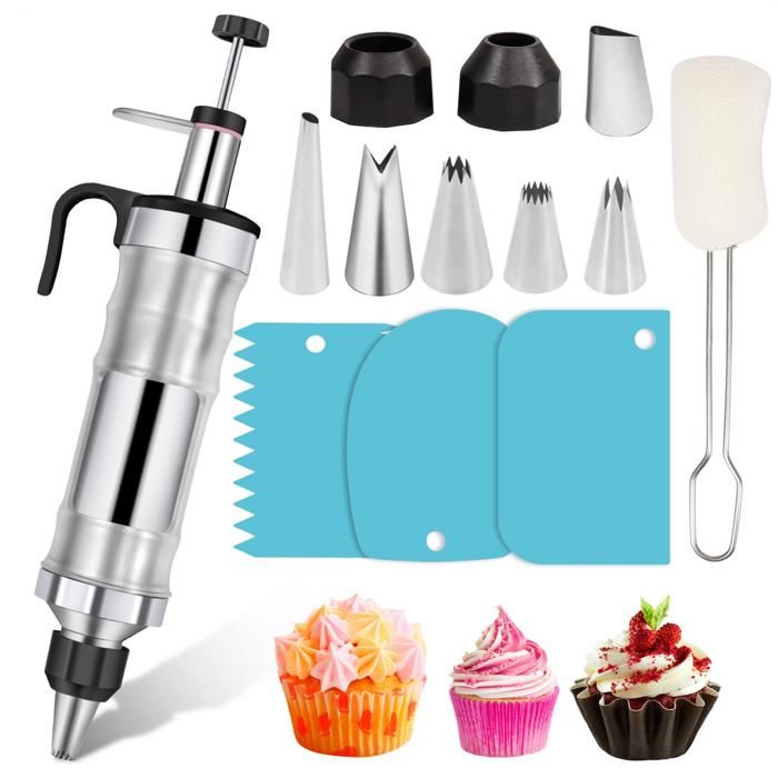 Moule à gâteau - Seringue garniture pour pâtisserie Ustensiles de Piston beignets et churros avec 6 douilles Décorations gâteaux la - Maison