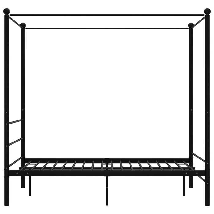 Lit Noir - LEMON - Cadre de lit à baldaquin - Adulte/Enfant - sans matelas noir 140x200 cm métal FR945