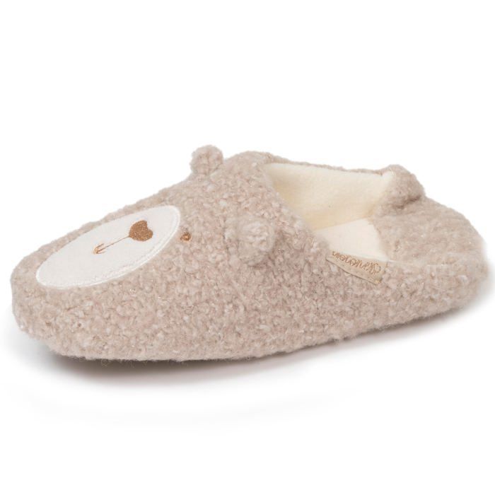 Chaussons Licorne Enfant Isotoner - Imitation Fourrure - Semelle Antidérapante - Lavable Machine - Taille Enfant