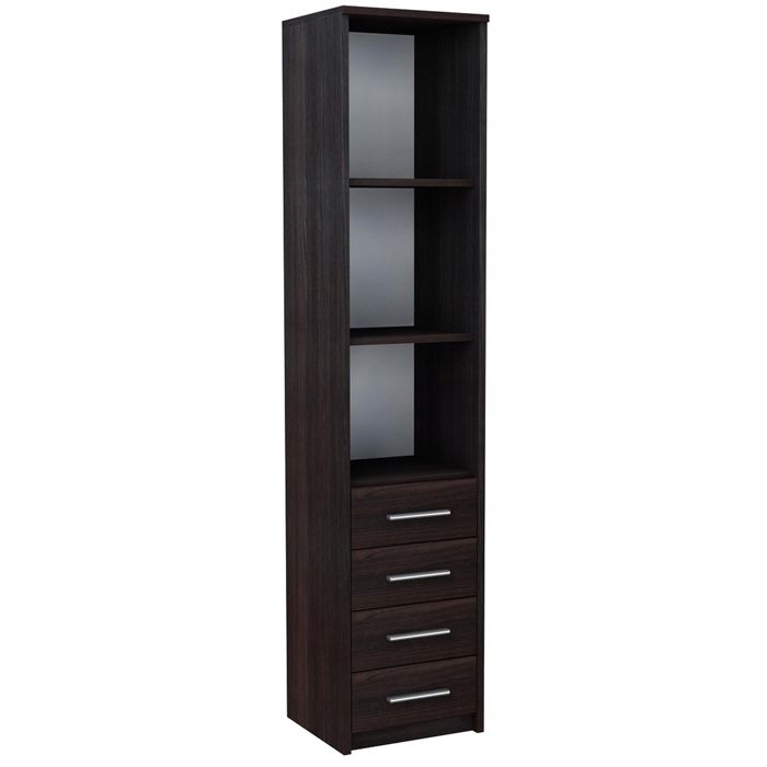 Armoire de Bureau - Meuble de rangement 4 Tiroirs - Wengé - 40x35x182 cm