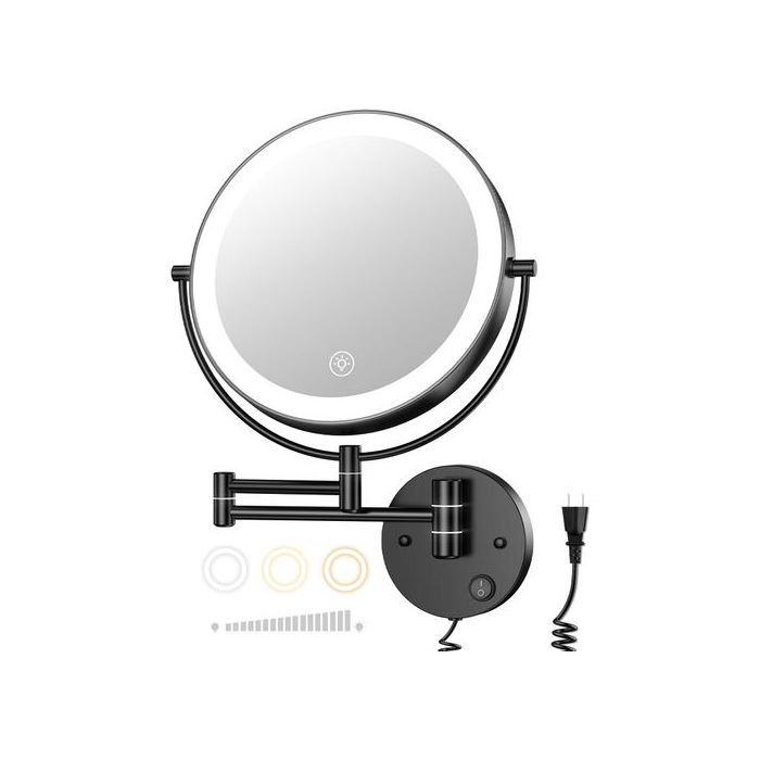 Miroir Cosmétique Vorupor Noir | Avec Éclairage | Rechargeable