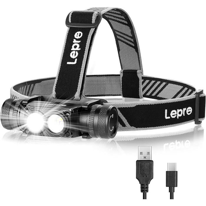 Lampe Frontale Rouge 1000 Lumens Rechargeable – Vision Nocturne, Chasse, Astronomie, Camping