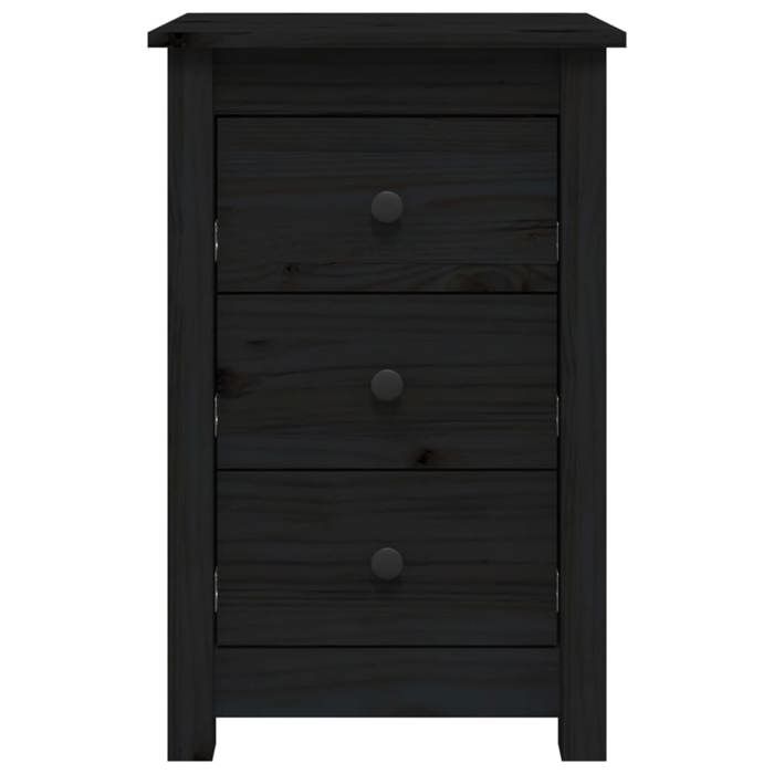 Tables de chevet en bois de pin - vidaXL - Noir - 40x35x615 cm - Bois de pin massif - 3 tiroirs - Lot de 2