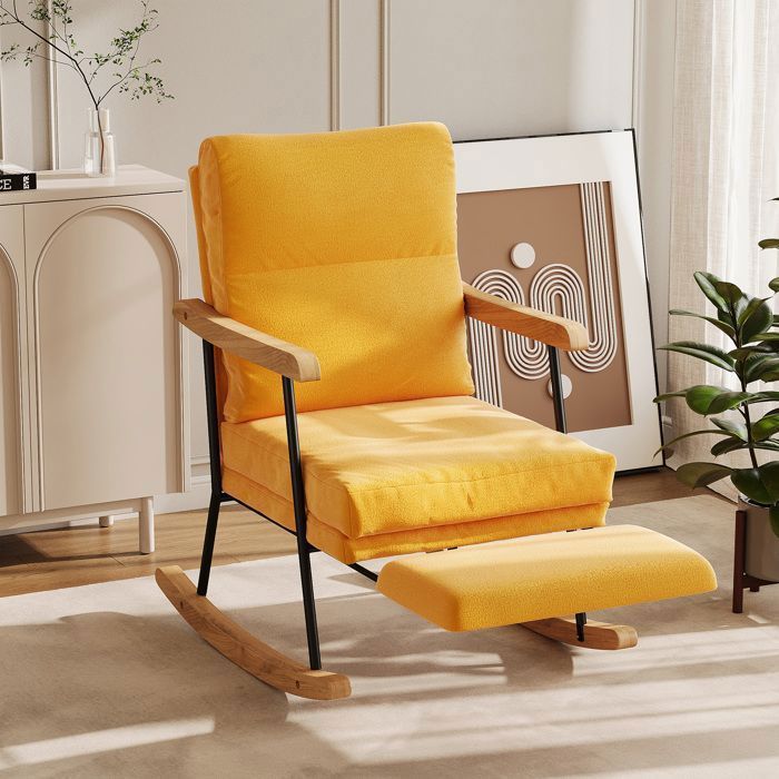 Fauteuil à Bascule - LUMINARIX - Rocking Chair - Ergonomique - Repose-pieds Rétractable - Design Scandinave
