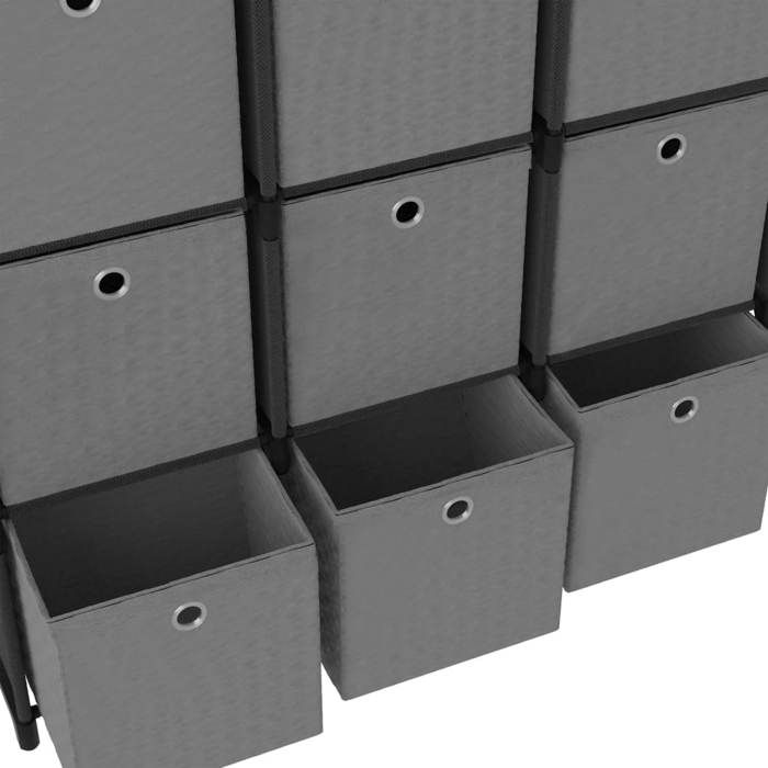 Bibliothèque SOLOMOON CHIC Étagère à 12 cubes - avec boîtes Noir 103x30x141 cm Tissu BB26