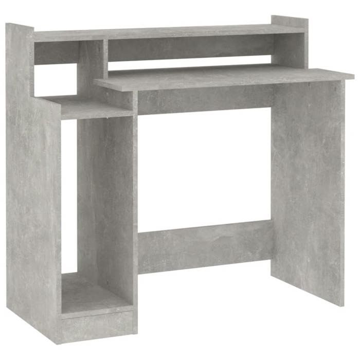 Bureau Gris CLOUD Table à écrire Pour 1 personne et lumières LED Gris béton 97x45x90 cm bois dingénierie BBB429