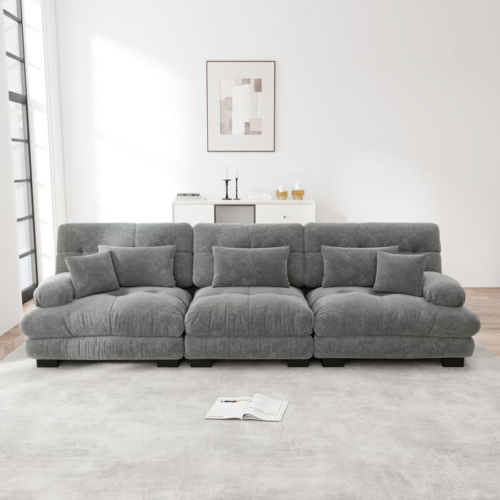 Canapé - Modulable - Assise profonde - Convertible (couchage quotidien) - Chenille capitonnée