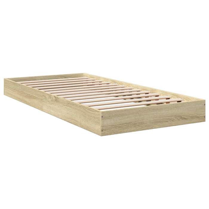 Brun 75 x 190 cm - Lit Bois - Charge maximale 150 kg - Structure de lit - matelas non inclus - chêne sonoma 75x190 cm 005_991654