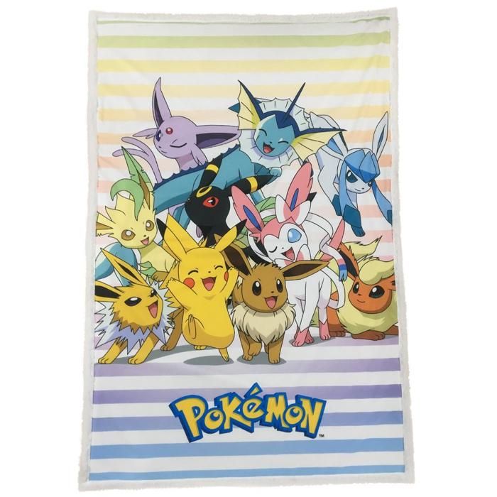 Couverture Sherpa Pokémon 100 x 150 cm - Plaid polaire officiel multicolore