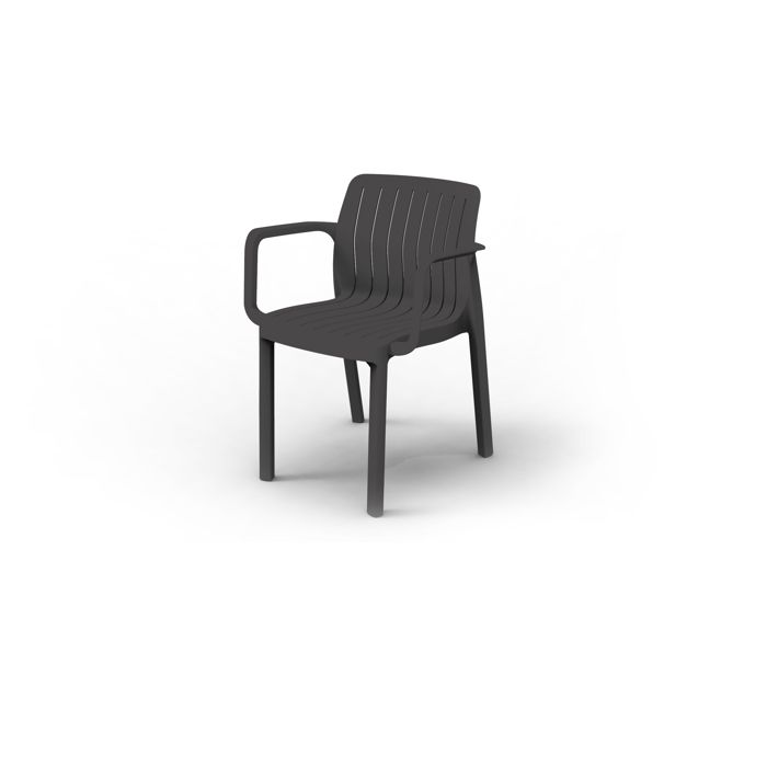 Lot de 6 chaises de jardin avec accoudoirs coloris Antracithe - Longueur 58 x Profondeur 53 x Hauteur 77 cm Lot de 6 chaises de jardin avec accoudoirs coloris Antracithe - Longueur 58 x Profondeur 53 x Hauteur 77 cm