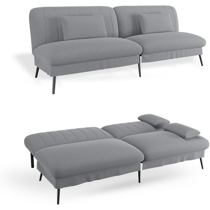 COMHOMA Canapé Convertible 3 Places Canapé-lit Pliable - Canapé 2 en 1 Dossier réglable 5 Niveaux Gris foncé