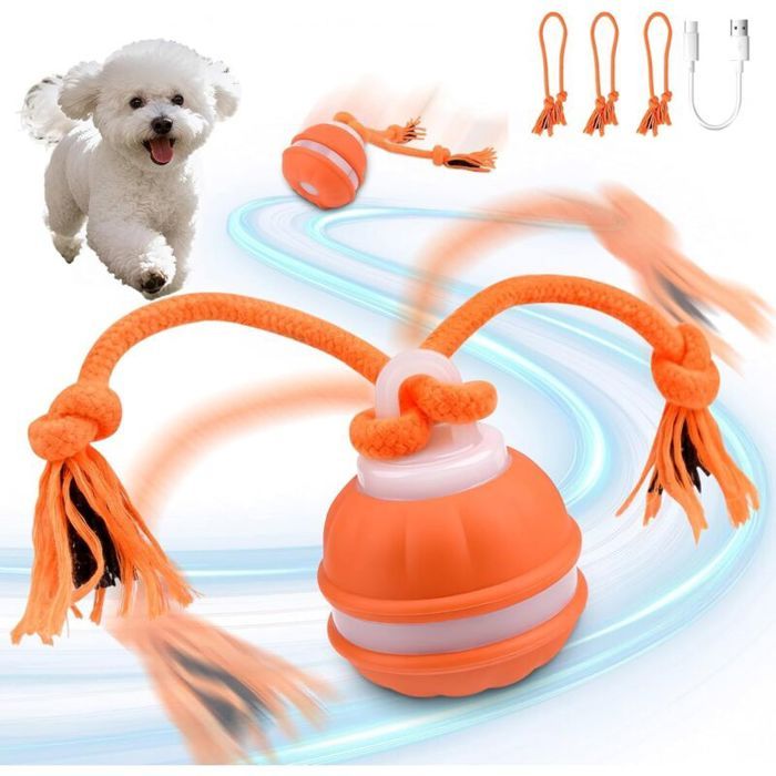 Balle Interactive Chien Jouet interactif pour chiens Intelligent Rechargeable Balle Pour Chien Qui Roule Toute Seule 3 modes de