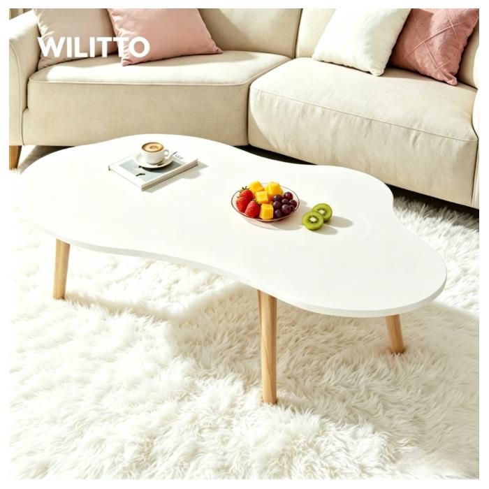 Table Basse en Forme de Nuage - Style Japonais - Grande Capacité de Charge - 100x50x41cm