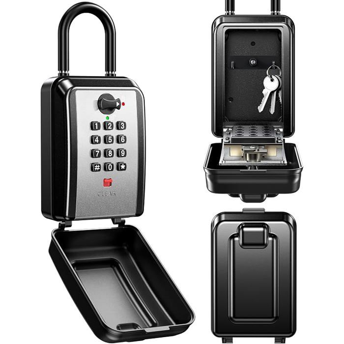 Boite a Clefs Securisee Exterieur avec Anse Boite à Clé avec Code à Combinaison 12 Chiffres Grande Capacité