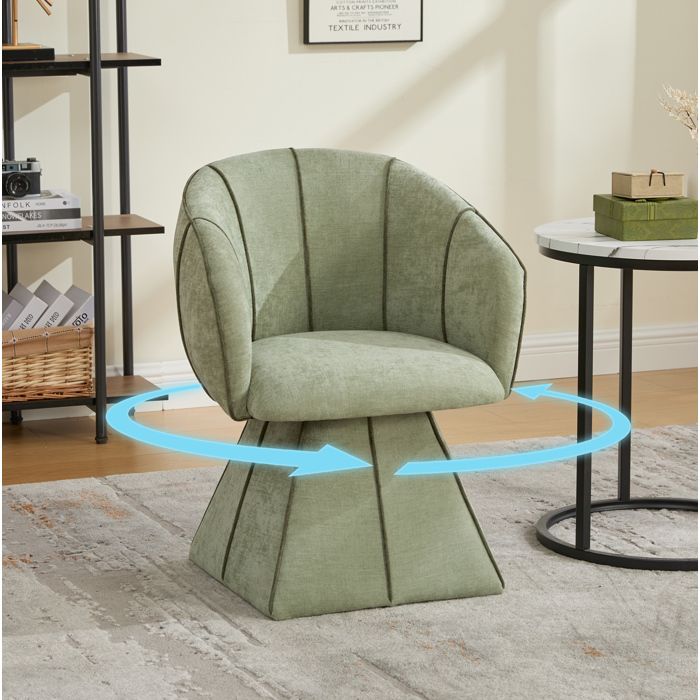 WOVREO Fauteuil pivotant en chenille vert olive dossier haut ergonomique accoudoirs 150 kg