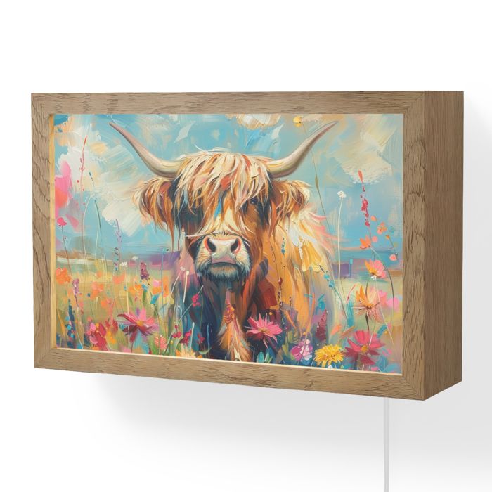 Applique Murale LED - Lampe de Chevet Murale Design - Motif Highlander écossais - Nature - 30x20 cm Couleur Multicolore - OnlyWow
