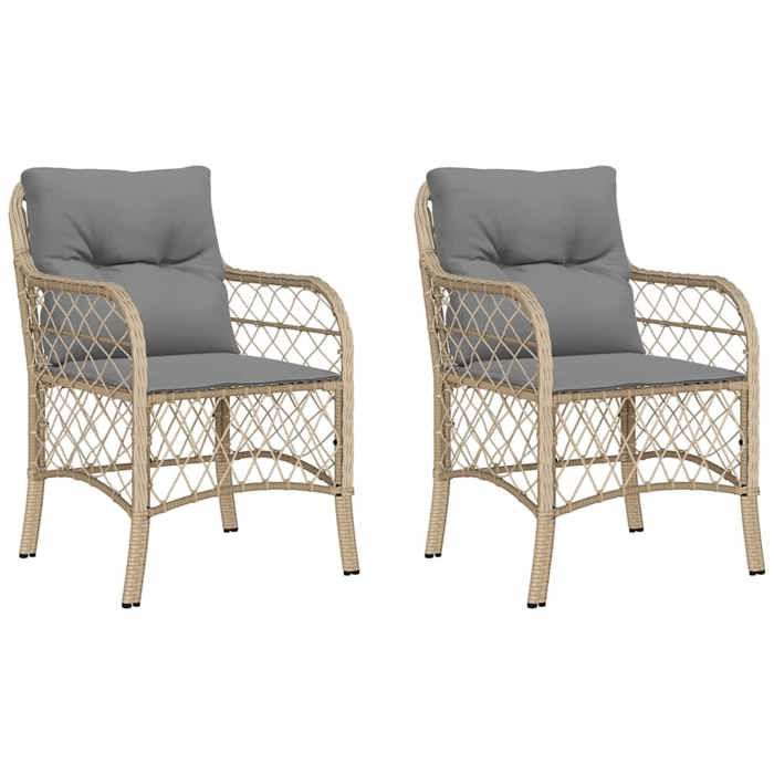 Siège de balcon - HAOSHOP - Chaises de jardin avec coussins lot de 2 mélange beige rotin&01_64375