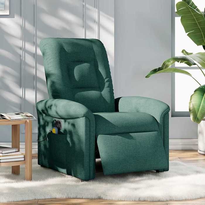 Chaise Relax massant - VIDAXL - Fauteuil inclinable électrique - 1 PLACE - Vert foncé Tissu 77x91.5x96 cm F1193