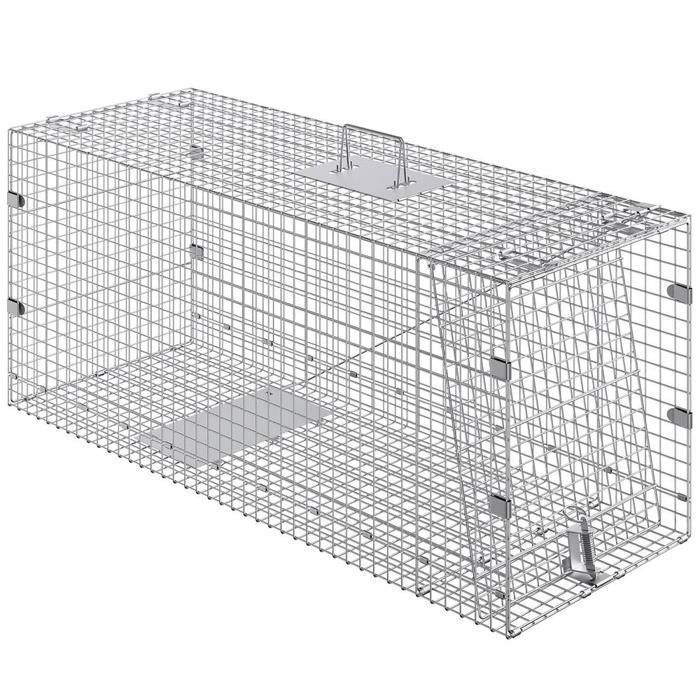 Piège pour Animaux Vivants 1067x406x457 mm Cage Trappe Chat Pliable Fil de Fer Galvanisé Sans Cruauté