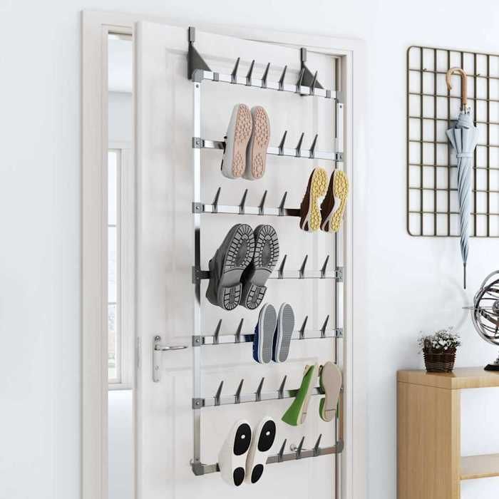 Range-chaussures(1 PC) - VIDAXL - Étagère à chaussures Moderne - suspendue Argenté 66x13x139 cm@15604
